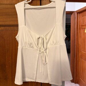 White Tank Top with tie in front, size M
